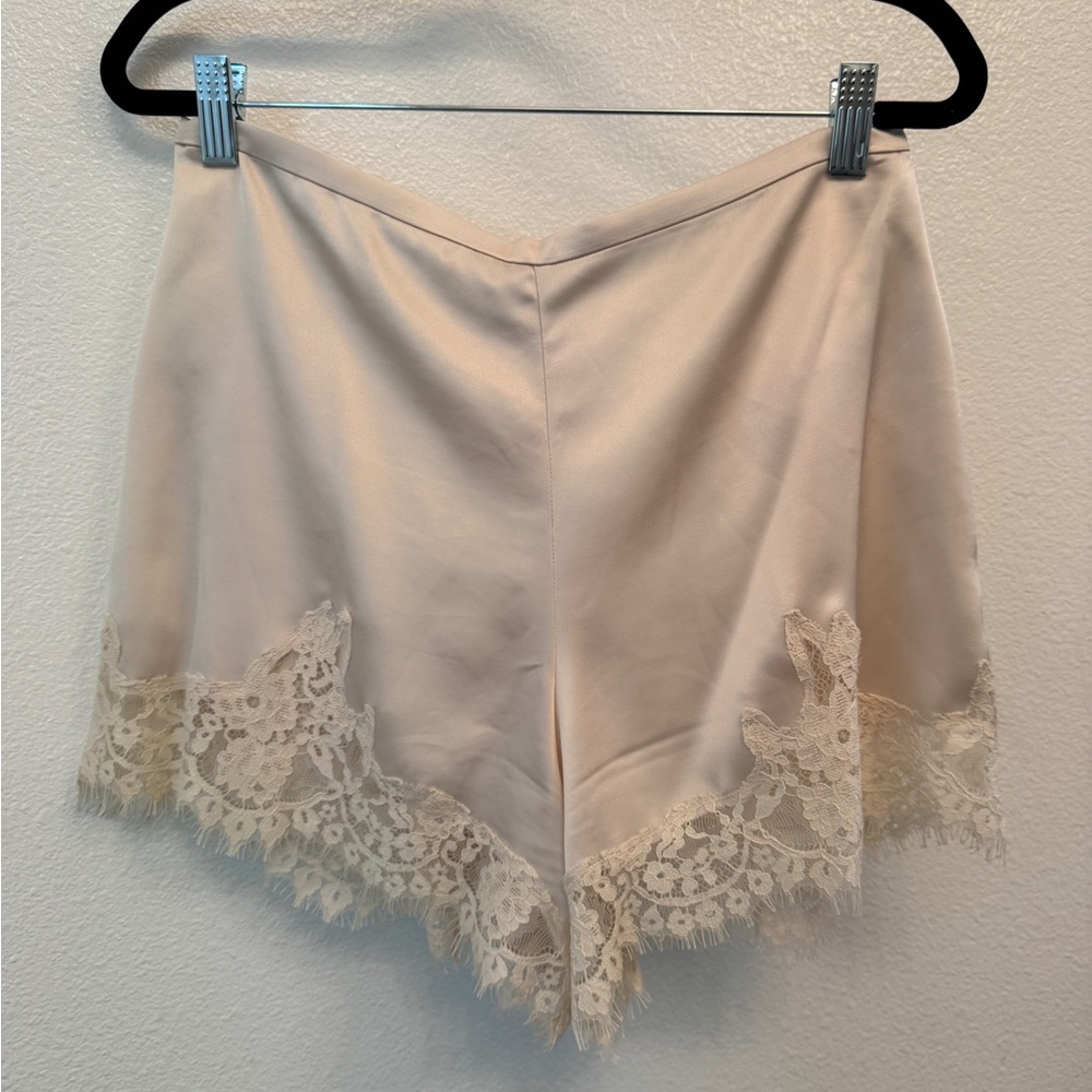 Reformation Cream Lace-Trim Sleep Shorts